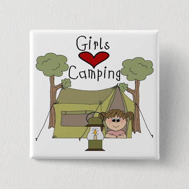 Girls Love Camping Pinback Button (Front)