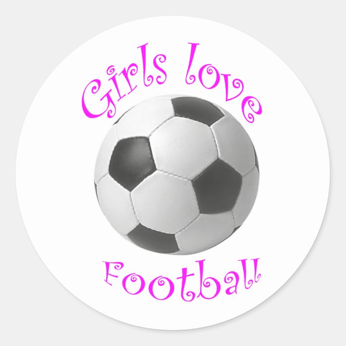 Girls love football art gifts round stickers
