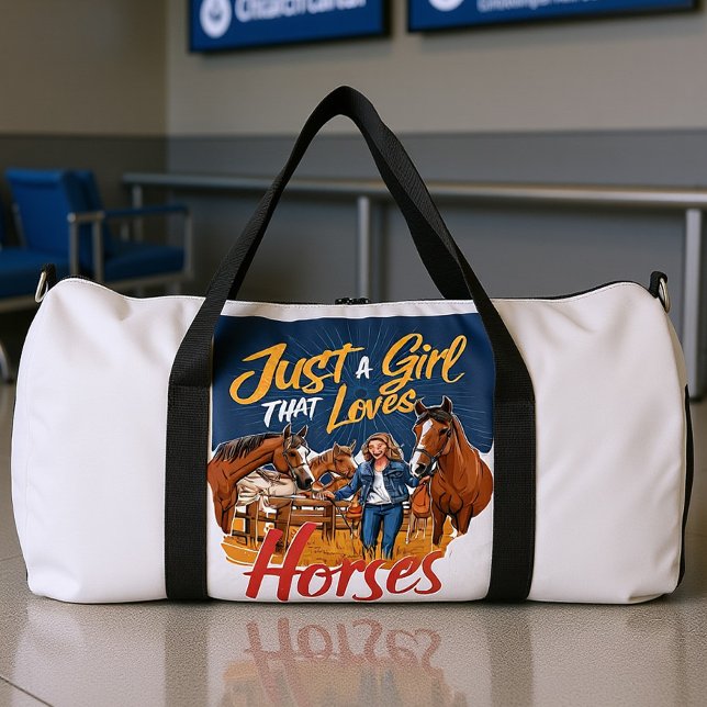 Girl's Love For Horses Unbridled Duffle Bag (Creator Uploaded)