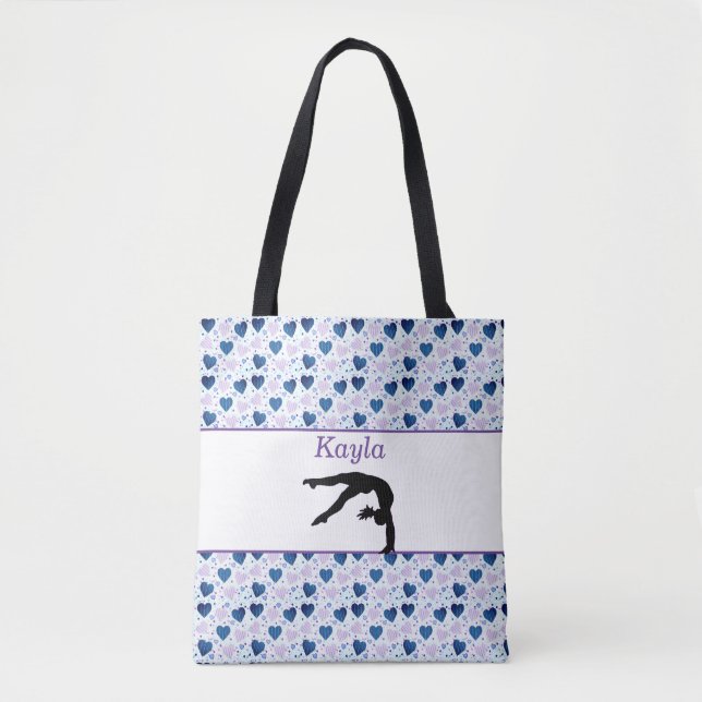 Girls Love Gymnastics Heart Tote Bag (Front)