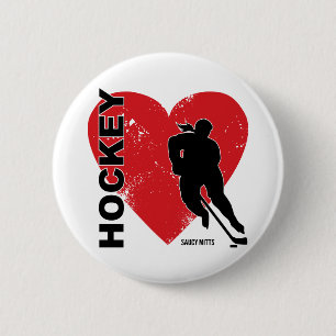 Girls Love Heart Hockey Player Pin Flare