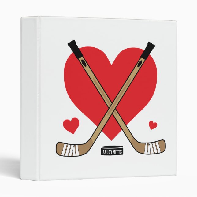 Girls Love Heart Hockey Sticks School 3 Ring Binder (Front/Spine)