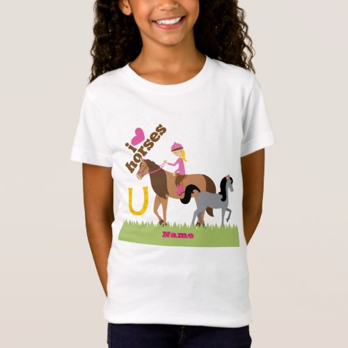 Girls Love Horses Cute Gift Personalized T_Shirt