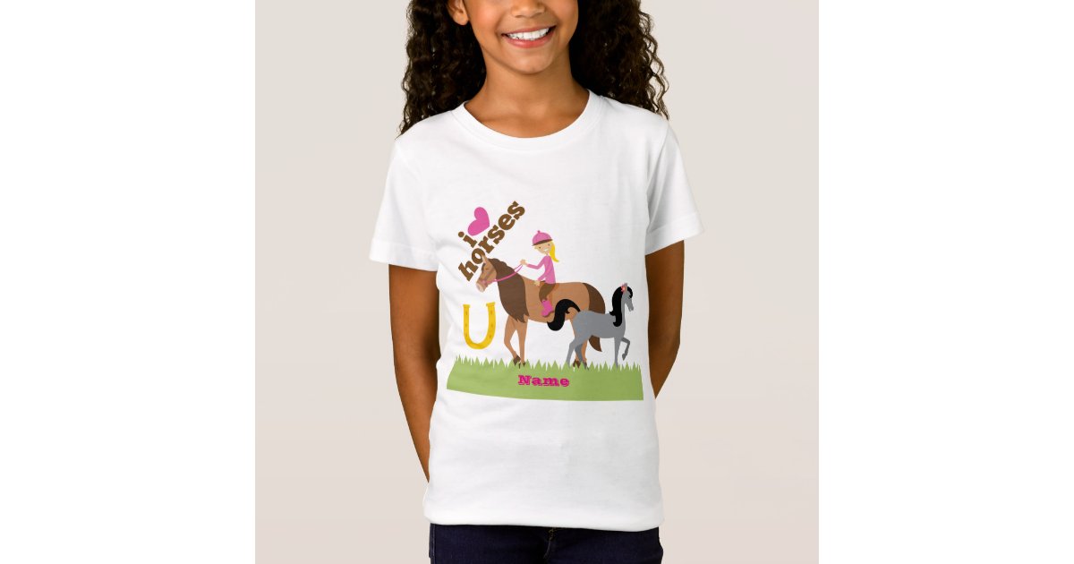 Girls Love Horses Cute Gift Personalized T Shirt Zazzle Com