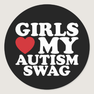 Girls Love My Autism Swag Awareness Heart Classic Round Sticker