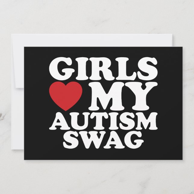Girls Love My Autism Swag Awareness Heart Invitation (Front)
