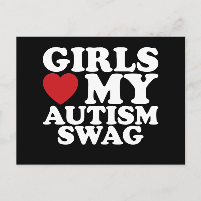 Girls Love My Autism Swag Awareness Heart Postcard (Front)