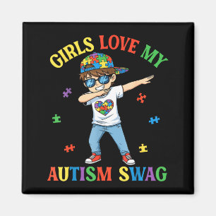 Girls Love My Autism Swag Dabbing Boy Puzzle Piece Magnet