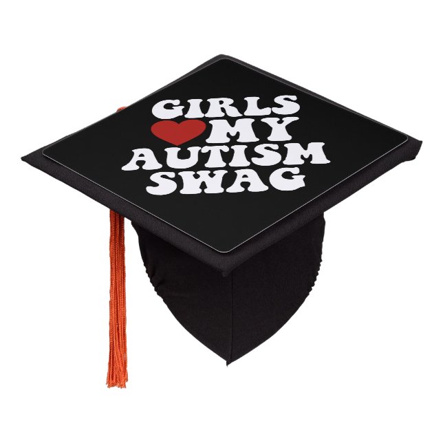 Girls Love My Autism Swag Funny Autistic Boy Gifts Graduation Cap Topper (Angled)