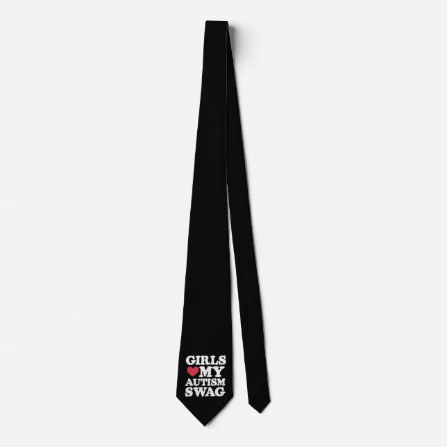 Girls Love My Autism Swag Funny Awareness Neck Tie (Front)
