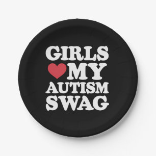 Girls Love My Autism Swag Funny Awareness Paper Plates