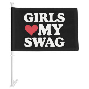 Girls Love My Swag Heart Valentine's Day Car Flag