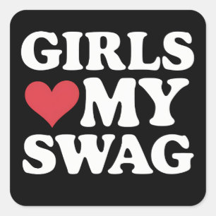 Girls Love My Swag Heart Valentine's Day Square Sticker