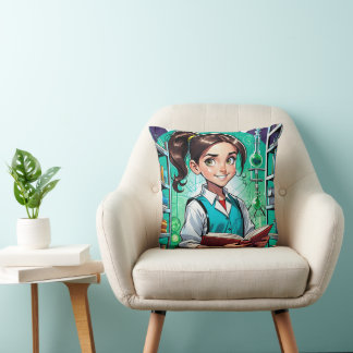 Girls Love Science! Throw Pillow