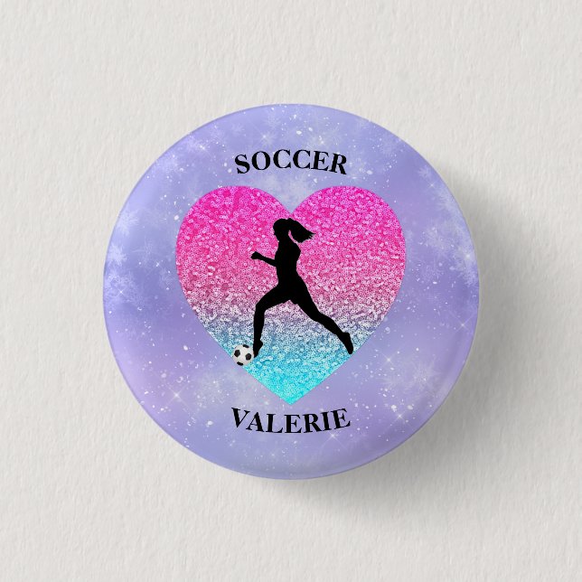 Girls Love Soccer  Button (Front)