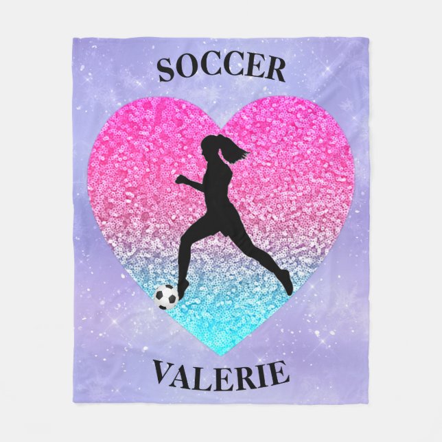 Girls Love Soccer  Fleece Blanket (Front)