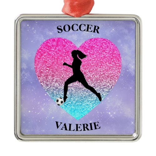 Girls Love Soccer     Metal Ornament
