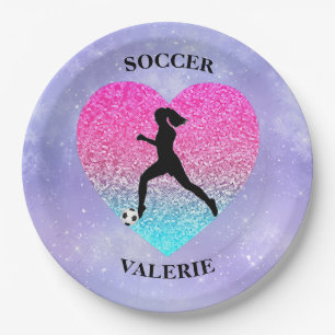 Girls Love Soccer Paper Plates