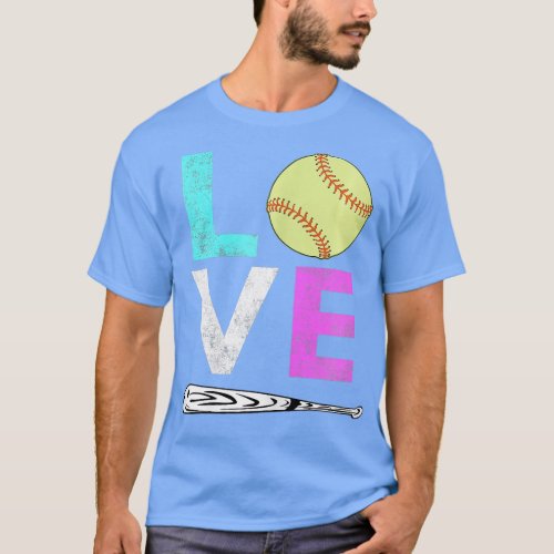 Girls Love Softball Best Fun Birthday Gift  T_Shirt