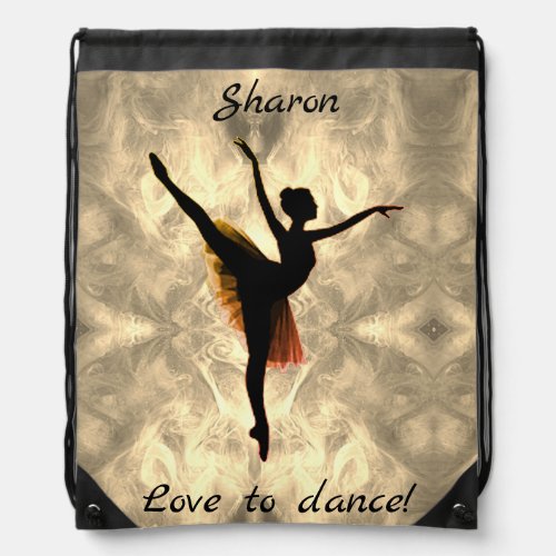 Girls Love to Dance Ballerina Drawstring Bag