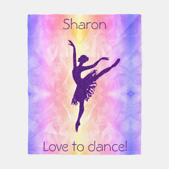 Girls Love to Dance Ballerina Personalized Fleece Blanket (Front)