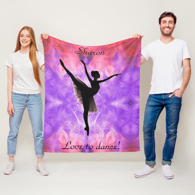 Girls Love to Dance Ballerina Personalized Fleece Blanket (In Situ)