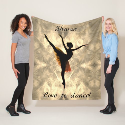 Girls Love to Dance Ballerina Personalized Fleece Blanket