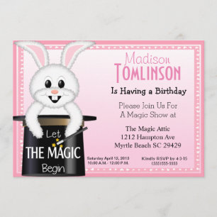 Girls Magic Show Birthday Party Invitations