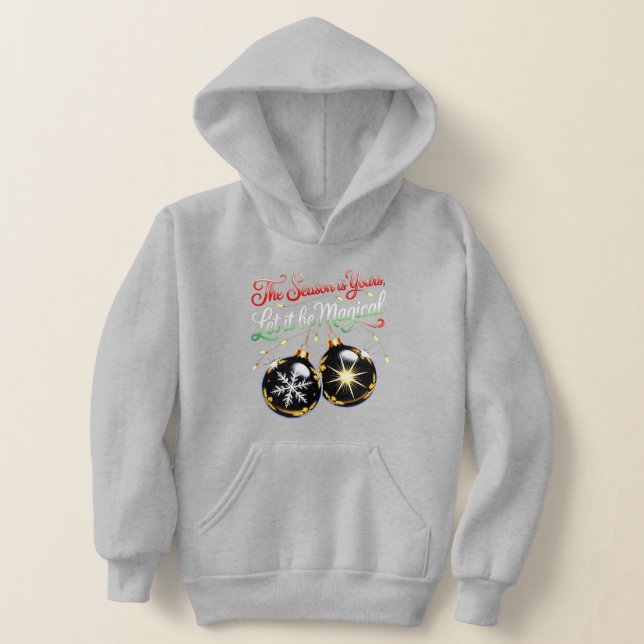 Girls' Magical Christmas Ornament Charming Festive Hoodie (Laydown)
