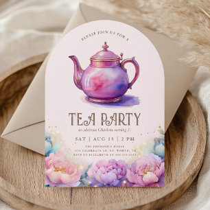 Girl's Magical Elegant Tea Party Birthday Party Invitation