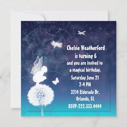 Girl's Magical Fairy Birthday Party Invitation