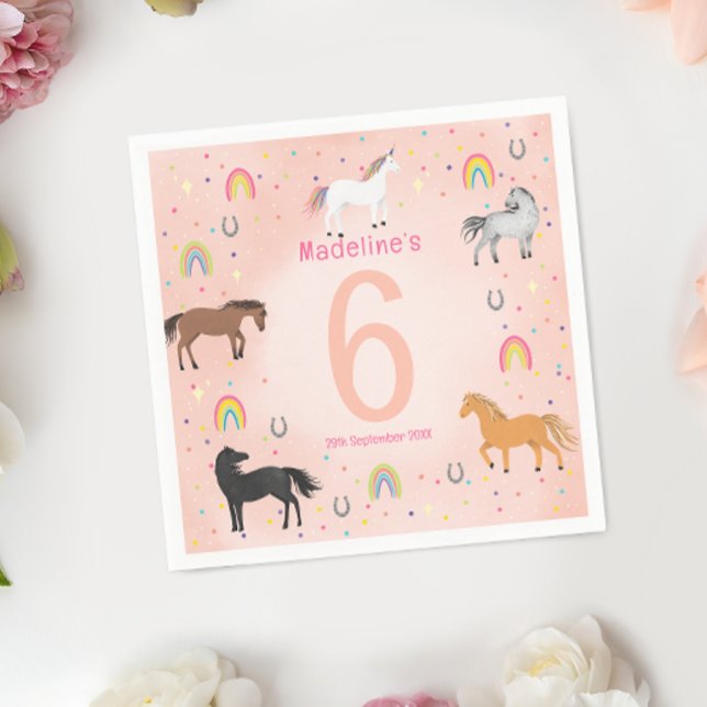 Girls Magical Girly Pink Unicorn Kids Birthday Napkins (Creator Uploaded)