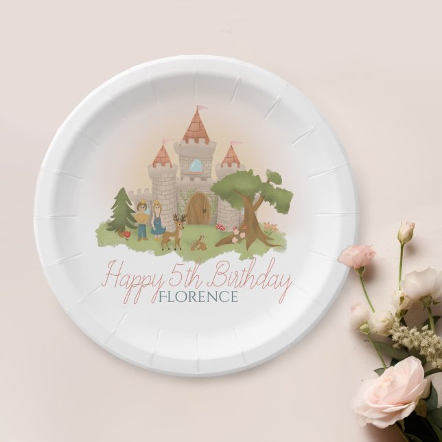 Girls Magical Pink Fairytale Castle Kids Birthday Paper Plates (Creator Uploaded)