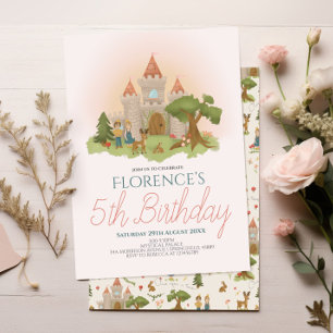 Girls Magical Pink Fairytale Story Kids Birthday  Invitation