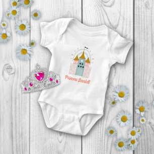 Girls Magical Princess Castle Personalized Name Baby Bodysuit