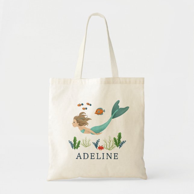 Girls Magical Under the Sea Mermaid Kids Tote Bag (Front)