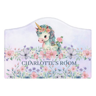 Girls Magical Unicorn Purple Nursery Kids Door Sign
