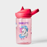 Girls Magical Unicorn Rainbow Kids Personalized  Water Bottle<br><div class="desc">This lovely design features a cute unicorn, along with a rainbow, hearts and stars. It is part of a matching set of accessories. This design features the colors of the rainbow with special emphasis on pink, blue and purple. You can easily customize it, and add your little girl's name. It...</div>