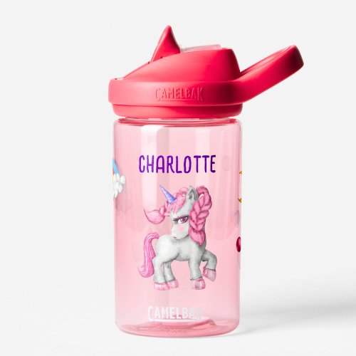 Girls Magical Unicorn Rainbow Kids Personalized  Water Bottle