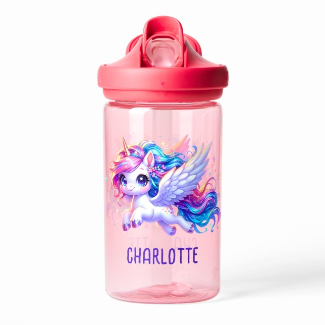 Girls Magical Unicorn Rainbow Kids Personalized  Water Bottle (Creator Uploaded)