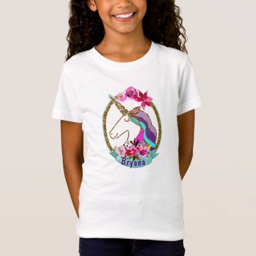 Girls Magical Unicorn Story Book Illustration T_Shirt