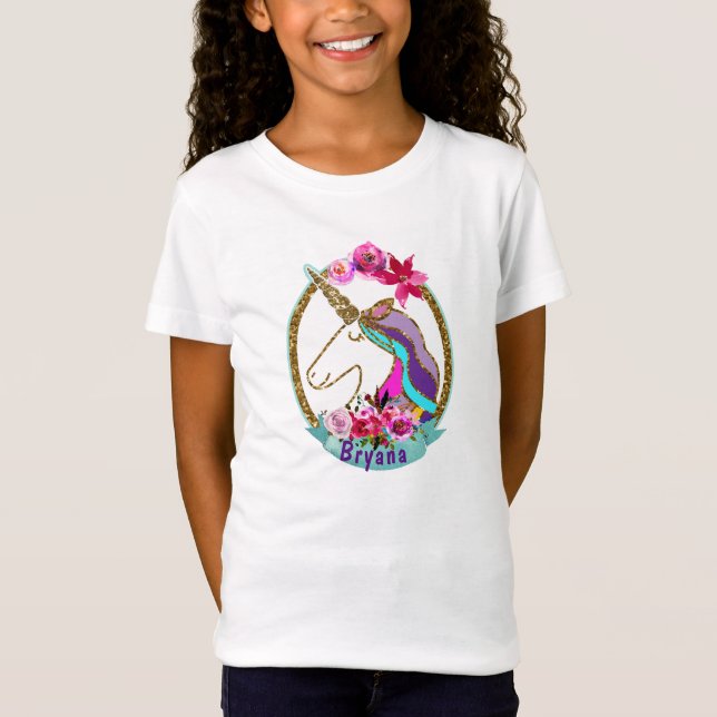 Girls Magical Unicorn Story Book Illustration T-Shirt (Front)