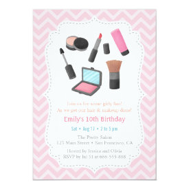 Girls Makeover Birthday Party Invitations