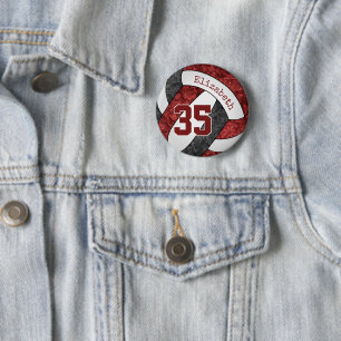 girls maroon black volleyball team colors button