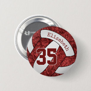 girls maroon white volleyball team colors button