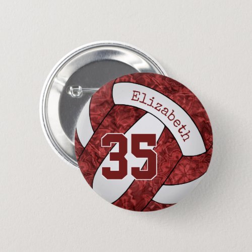 girls maroon white volleyball team colors button