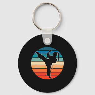 Girls Martial Arts Gift - Karate Kickboxing Retro Keychain
