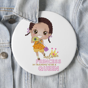 Girls MELANIN Princess In Training To Be Queen Button
