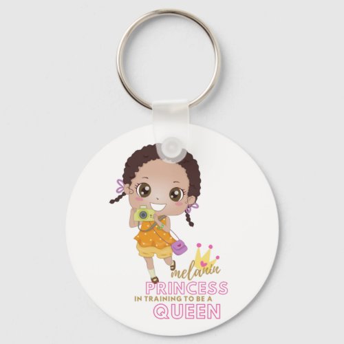 Girls MELANIN Princess In Training To Be Queen Keychain
