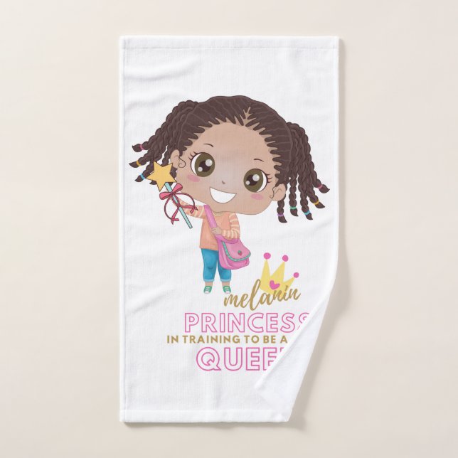 Girls MELANIN Princess Training To Be Queen Cute Hand Towel (Hand Towel)